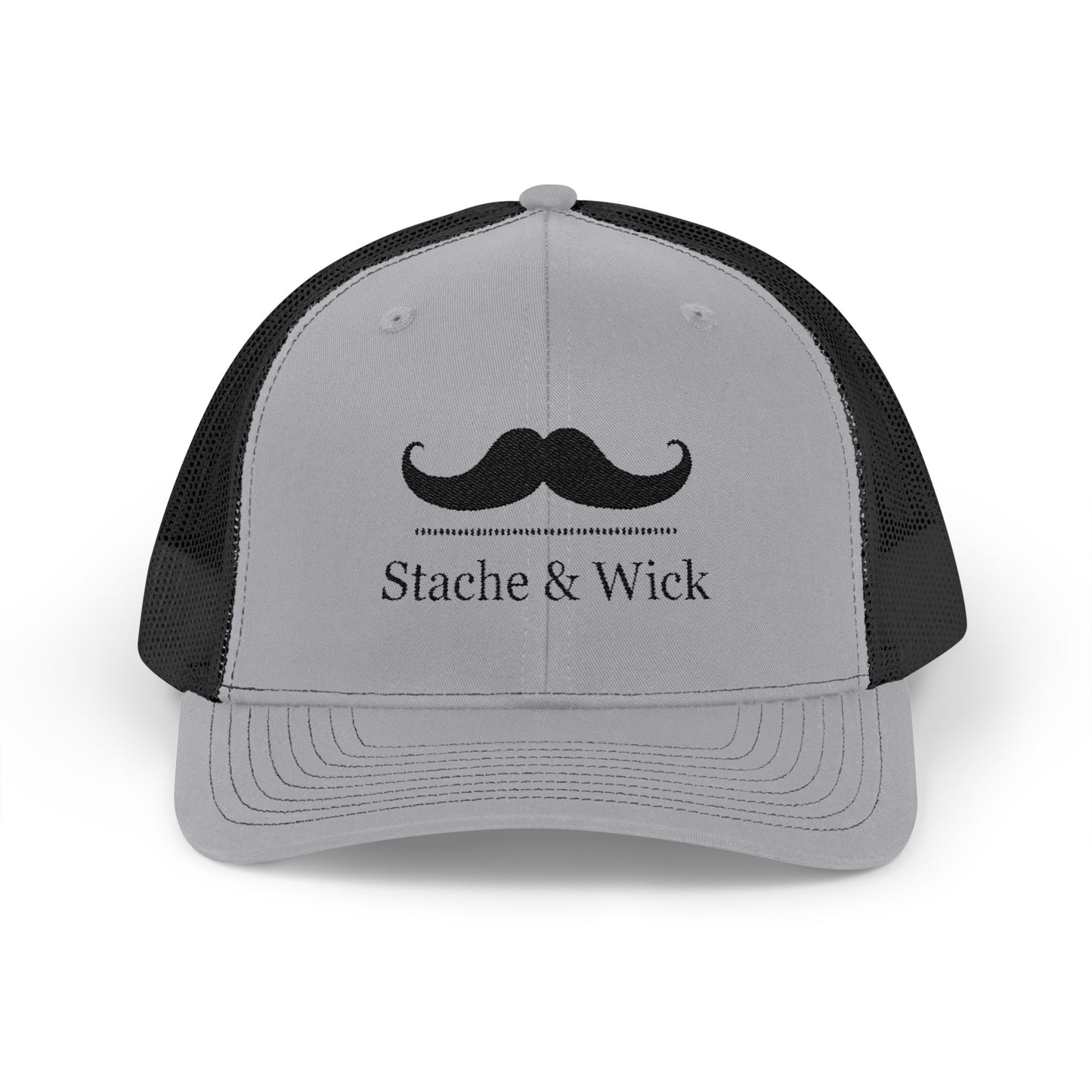 Stylish Snapback Trucker Cap - "Stache & Wick" Embroidered Design