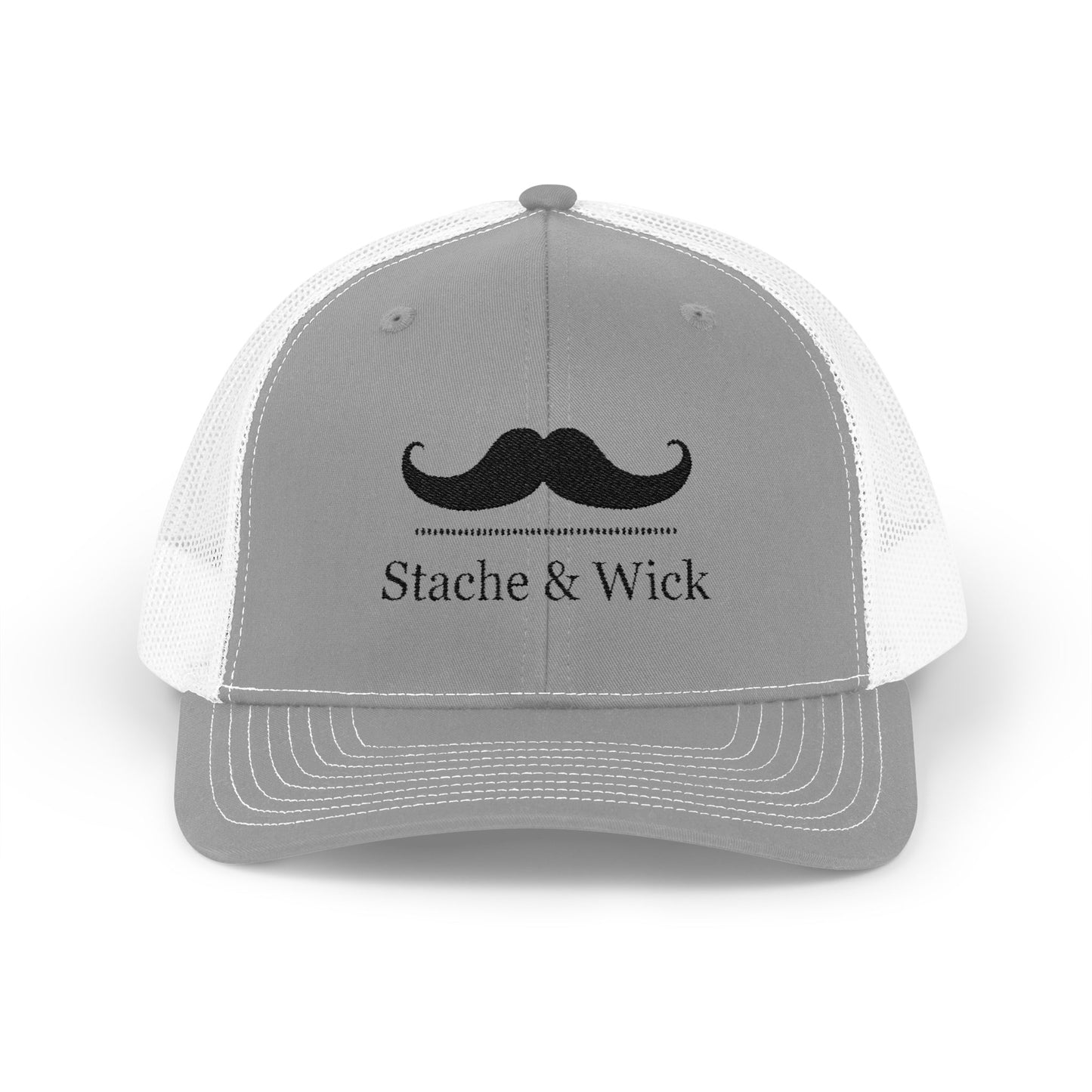 Stylish Snapback Trucker Cap - "Stache & Wick" Embroidered Design